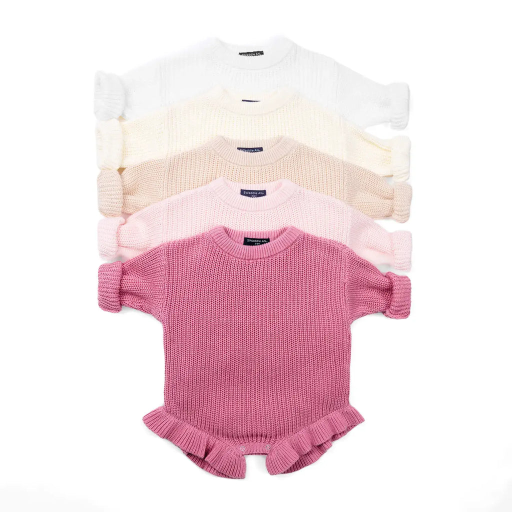 100% Cotton Ruffle Baby Girl Knit Romper