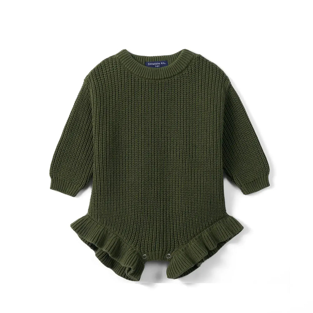 100% Cotton Ruffle Baby Girl Knit Romper