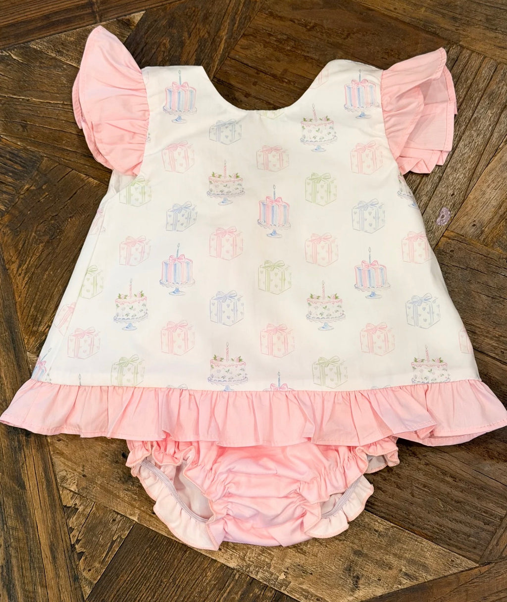 Girl's Birthday Bow Back Diaper/Shorts Set