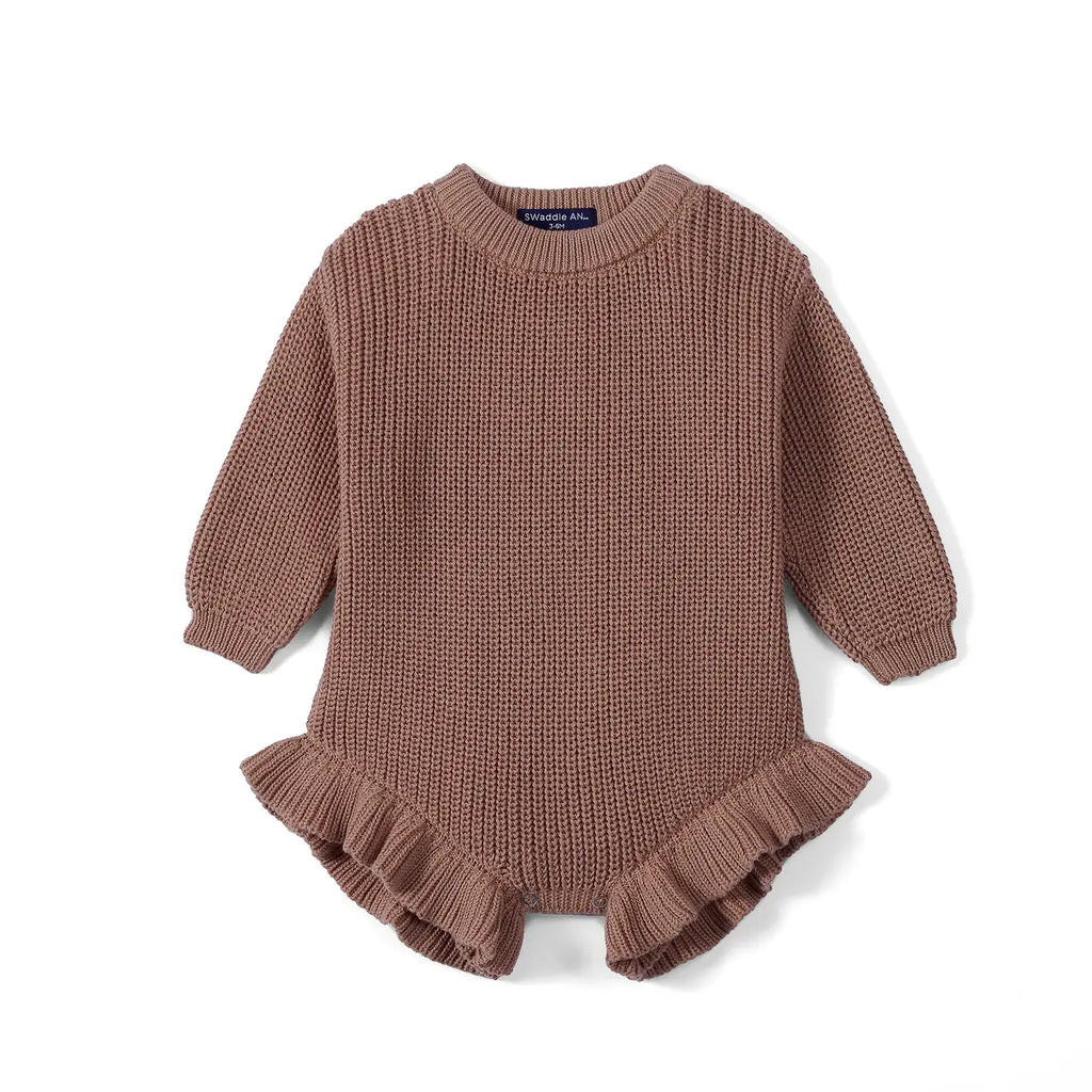 100% Cotton Ruffle Baby Girl Knit Romper