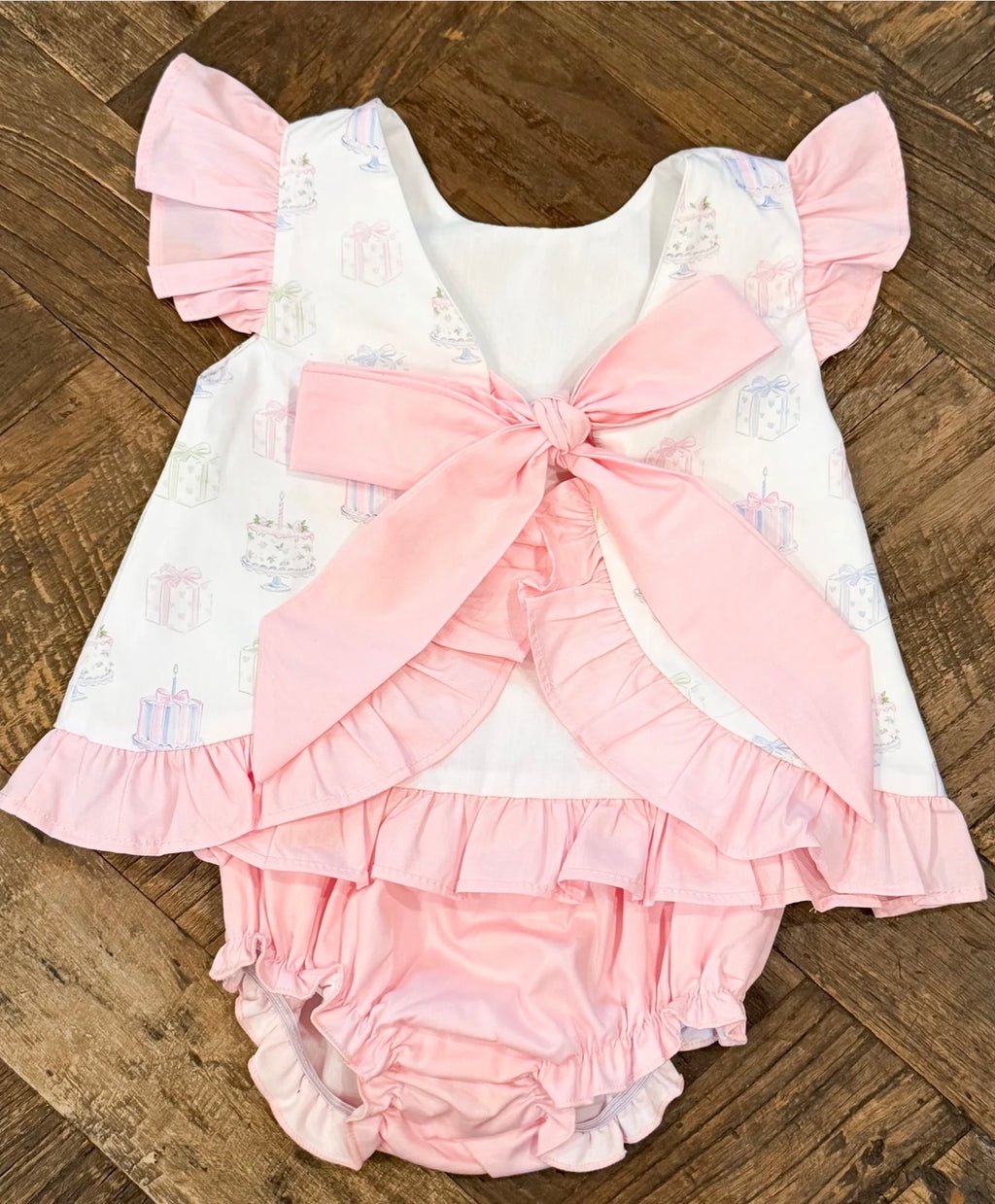 Girl's Birthday Bow Back Diaper/Shorts Set