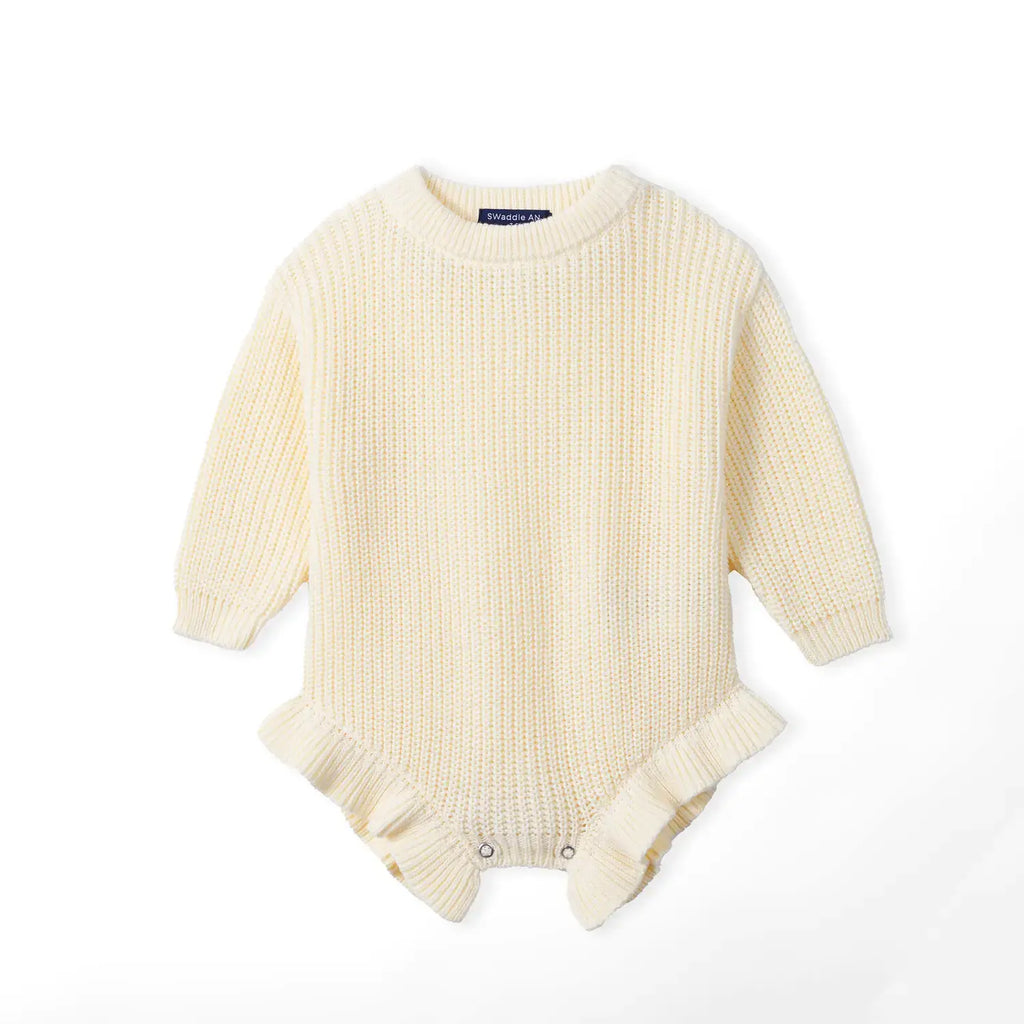 100% Cotton Ruffle Baby Girl Knit Romper