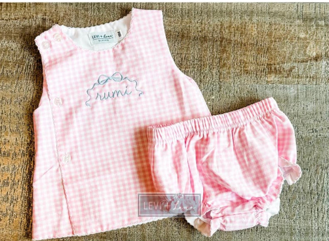 Gingham Diaper Set