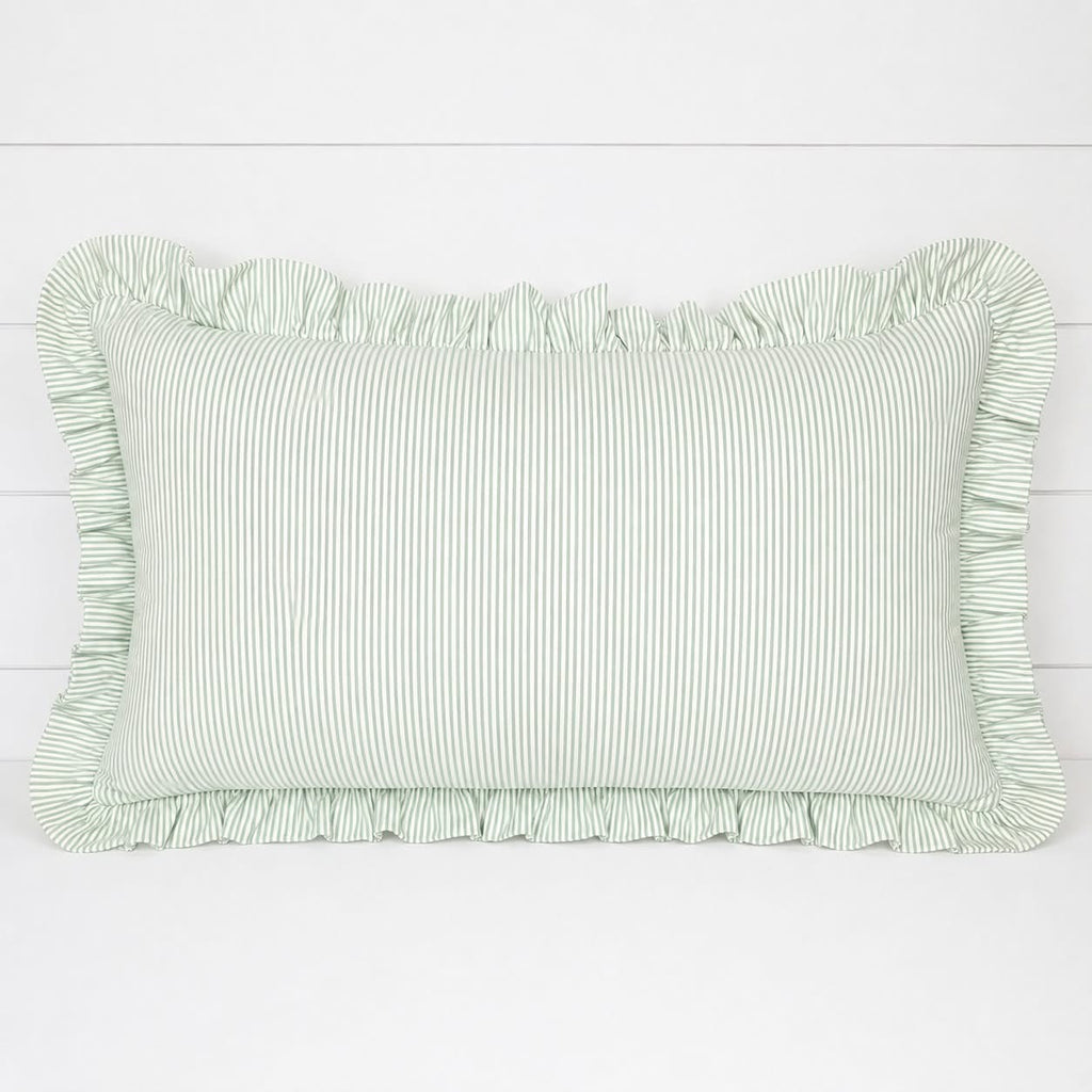 French Stripe Ruffle Pillow Covers