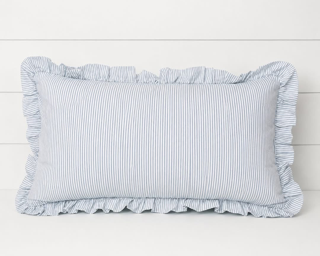 French Stripe Ruffle Pillow Covers
