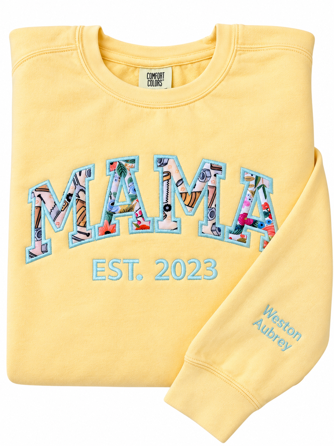 Mama crew neck sleeper appliqué