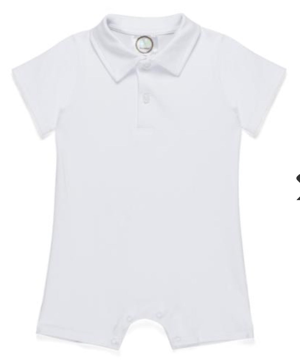 Boy's Short Sleeved Polo Collared Romper