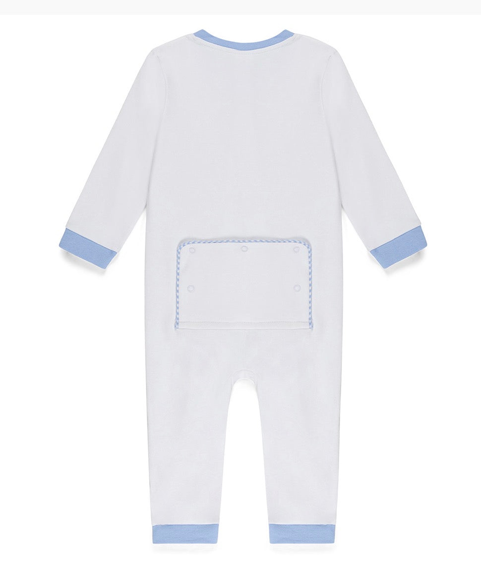 Drop Flap Gingham Trim Unionsuit Playsuit