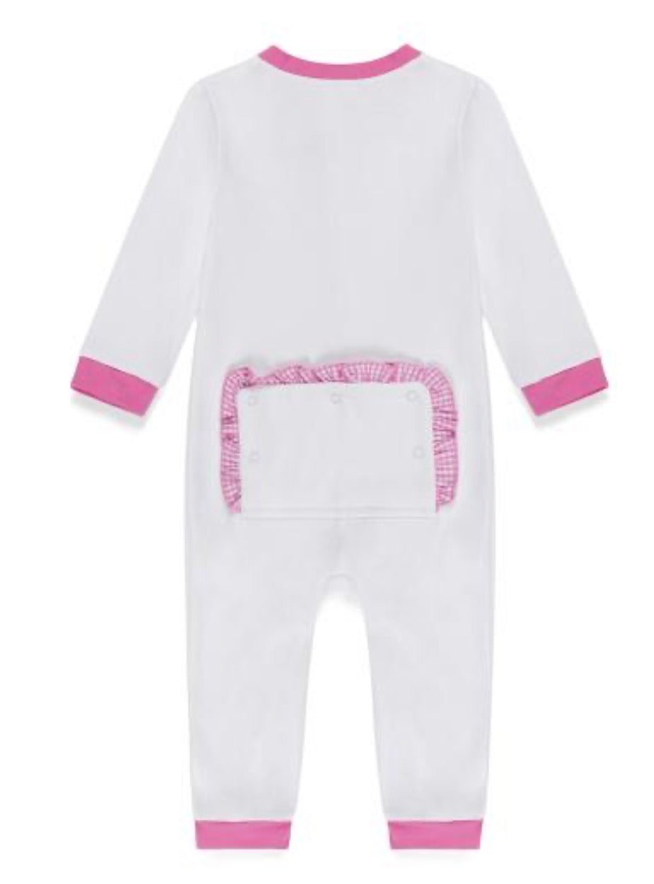 Drop Flap Gingham Trim Unionsuit Playsuit