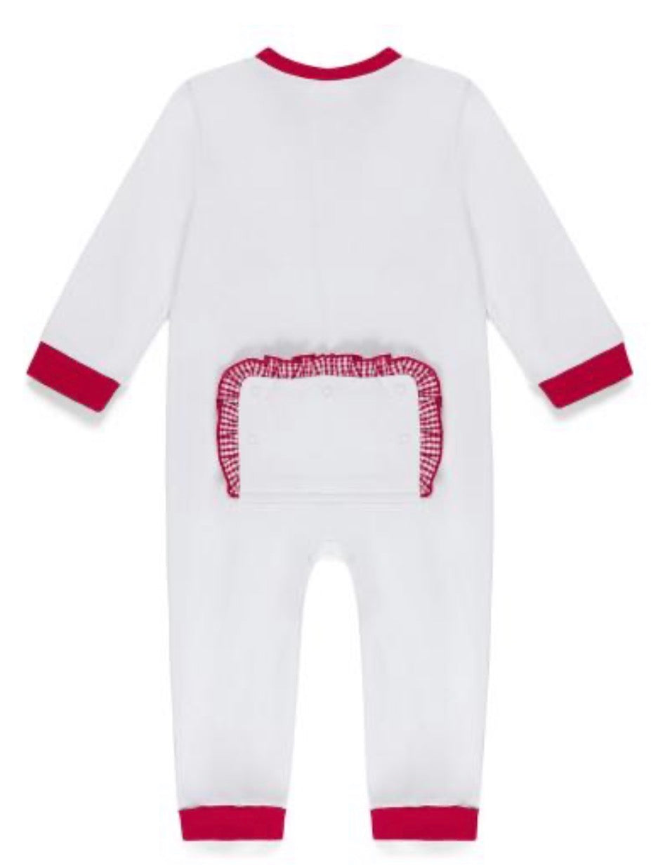 Drop Flap Gingham Trim Unionsuit Playsuit