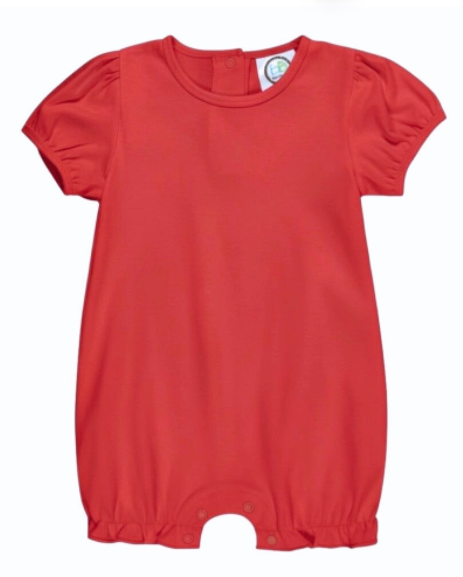Girl's Puff Sleeved Ruffle Leg Romper