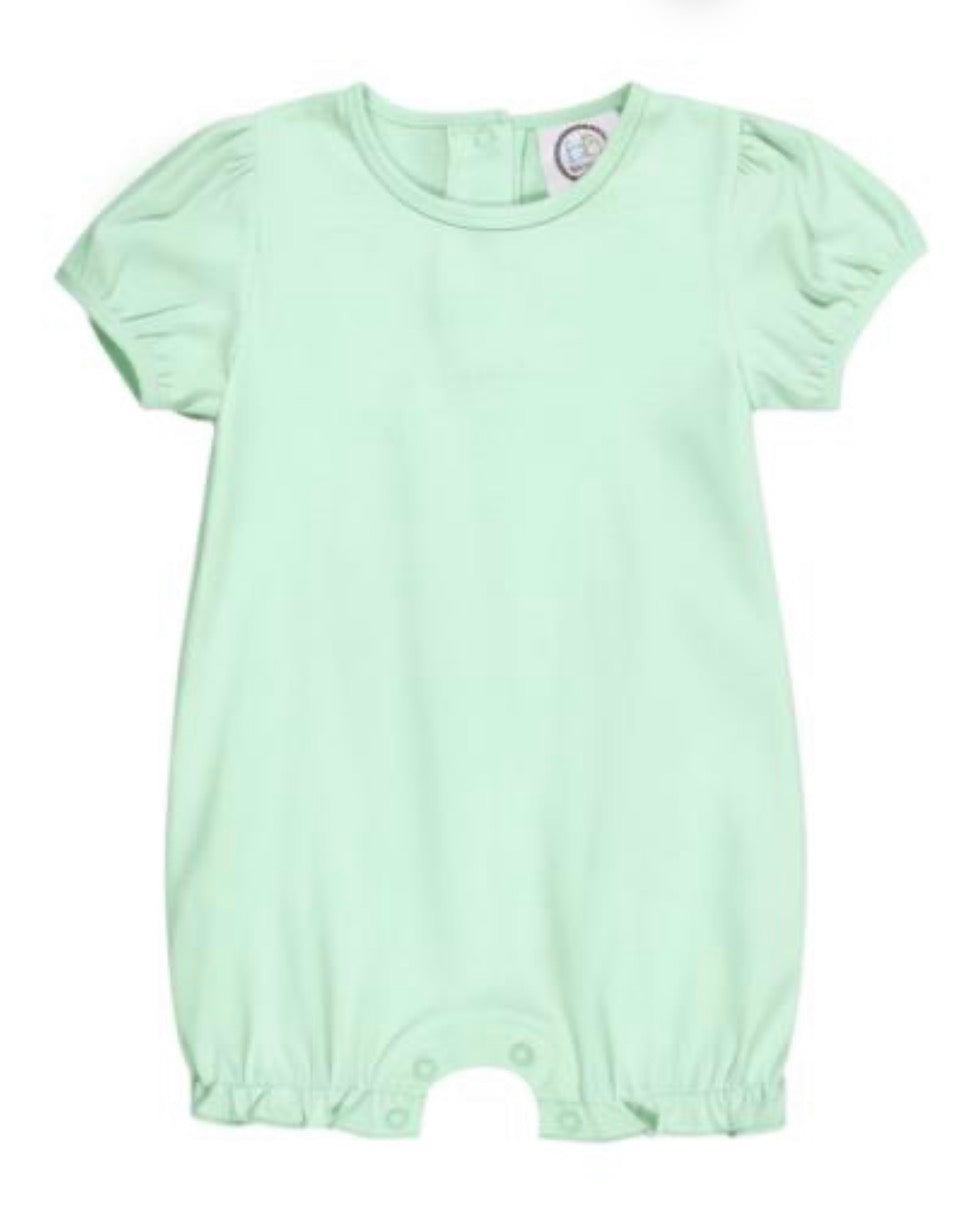 Girl's Puff Sleeved Ruffle Leg Romper