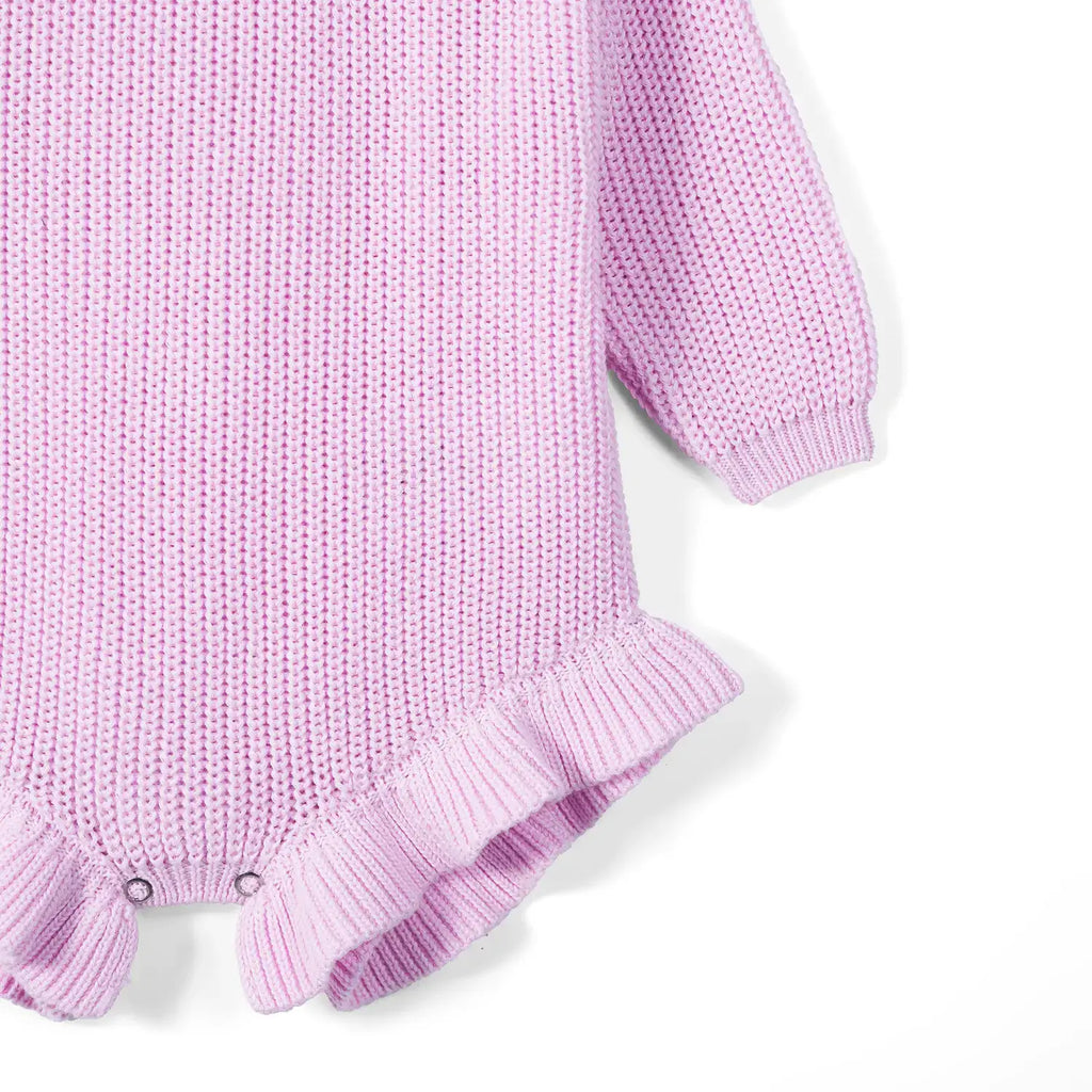 100% Cotton Ruffle Baby Girl Knit Romper