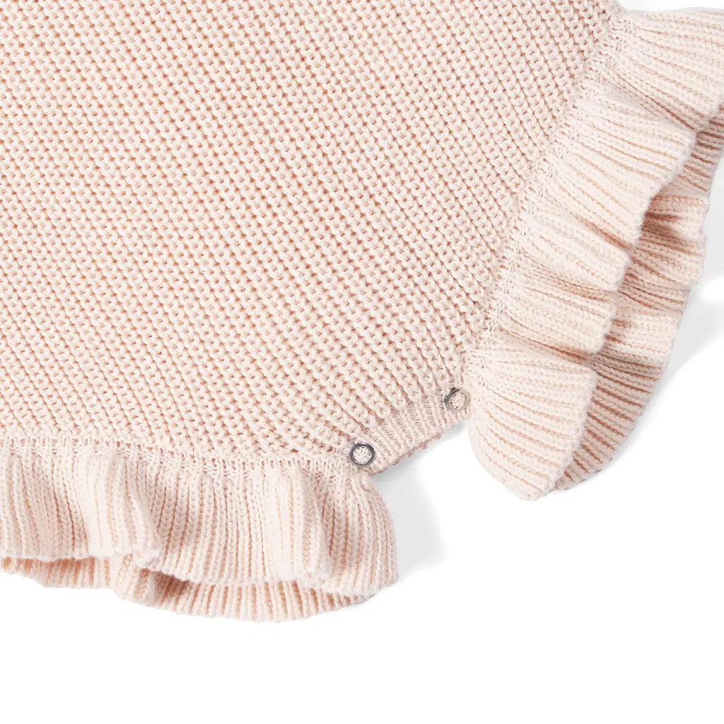 100% Cotton Ruffle Baby Girl Knit Romper